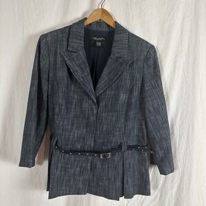 Larry Levine Stretch Blazer Jacket Size Large Career Business Stretch 3/4 Sleeve